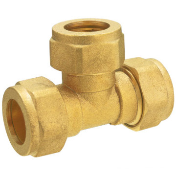 T1107 brass compression fitting brass tee/ brass pex fitting